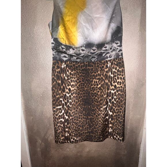 Elie Tahari Old Money Up Town Silk Leopard Animal Print Tie Dye Sleeveless Dress - Picture 3 of 9